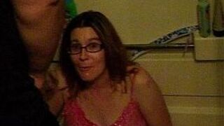 Sexy amateur pissed on by two men! porn video