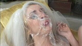 Sexy looking bride gang-banged by 5 hard cocks porn video