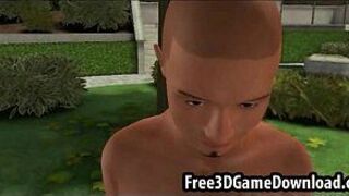 Sexy 3d cartoon babe with green e and a cute red dress porn video